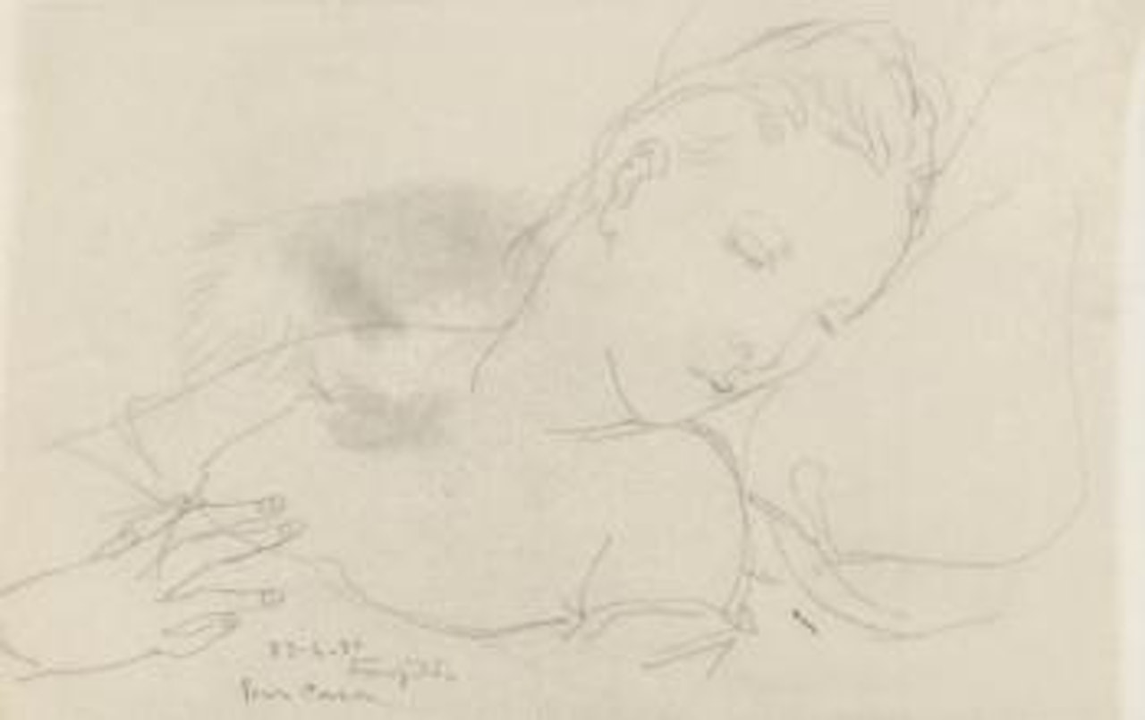 Buste de jeune femme endormie by Leonard Tsuguharu Foujita