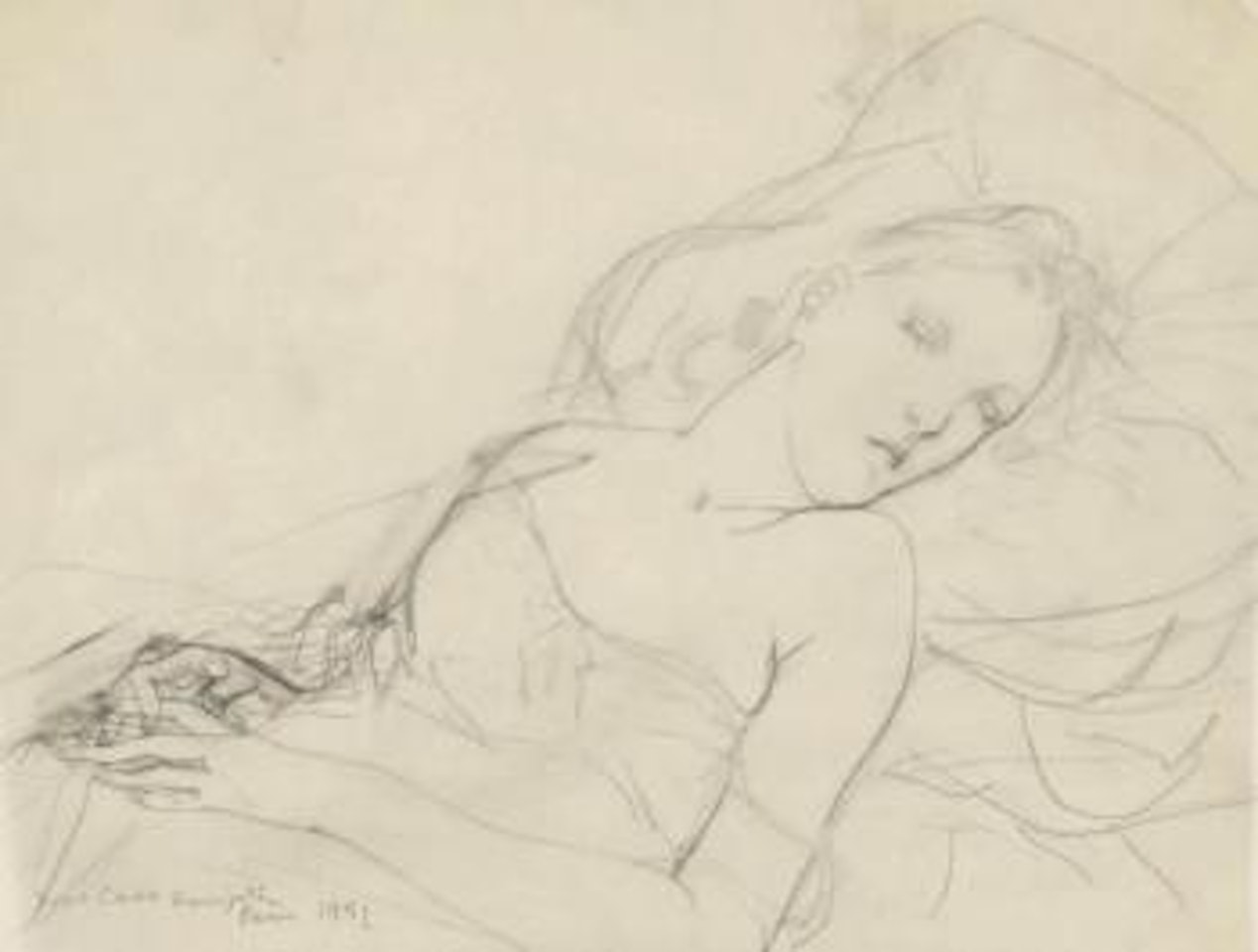Jeune femme endormie by Leonard Tsuguharu Foujita