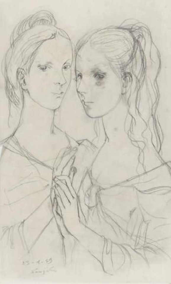 Deux jeunes filles by Leonard Tsuguharu Foujita