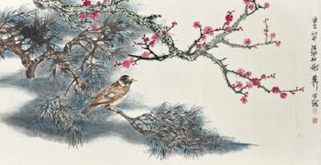 Birdie on pine branch by Chen Peiqiu by Xie Zhiliu