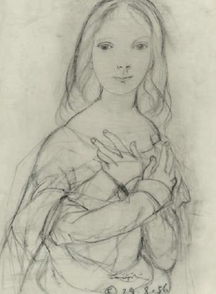 Jeune fille aux roses by Leonard Tsuguharu Foujita