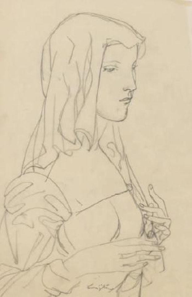 Femme au voile de profil by Leonard Tsuguharu Foujita