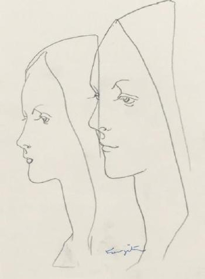 Deux profils épures by Leonard Tsuguharu Foujita