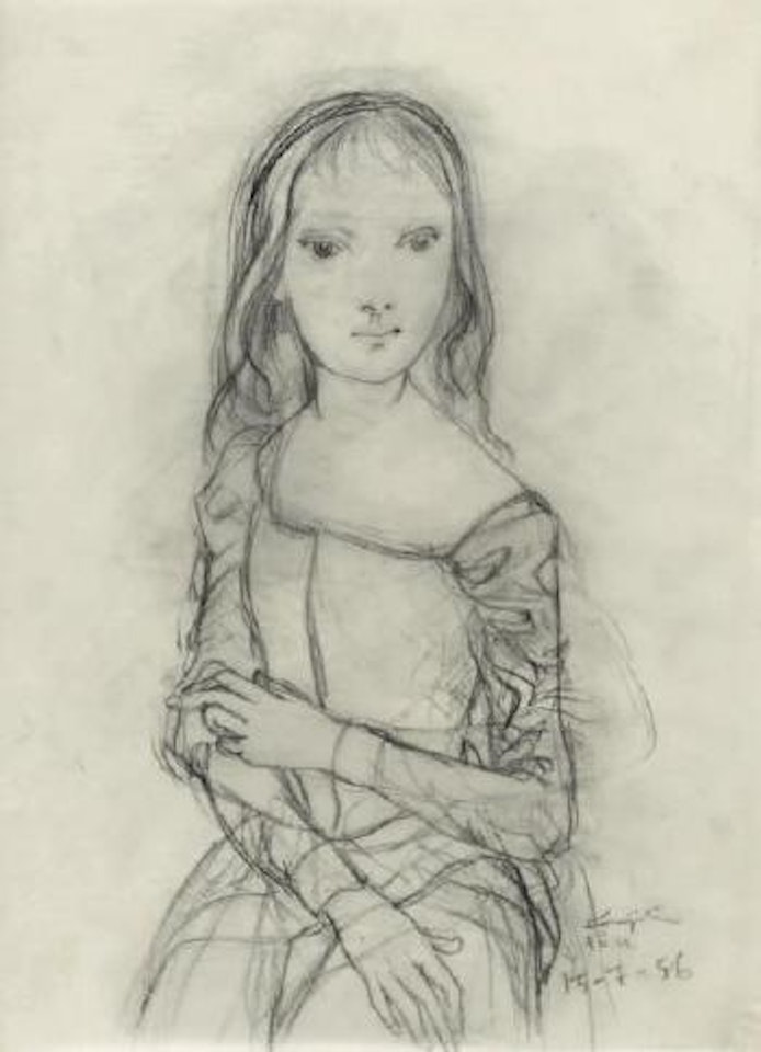 Jeune femme assise by Leonard Tsuguharu Foujita
