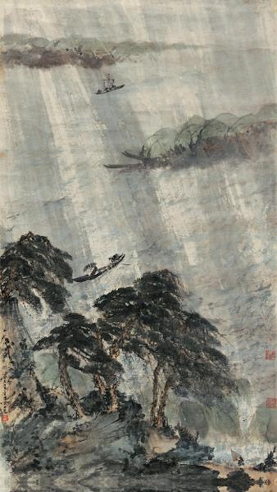 Returning home amid rain by Fu Baoshi
