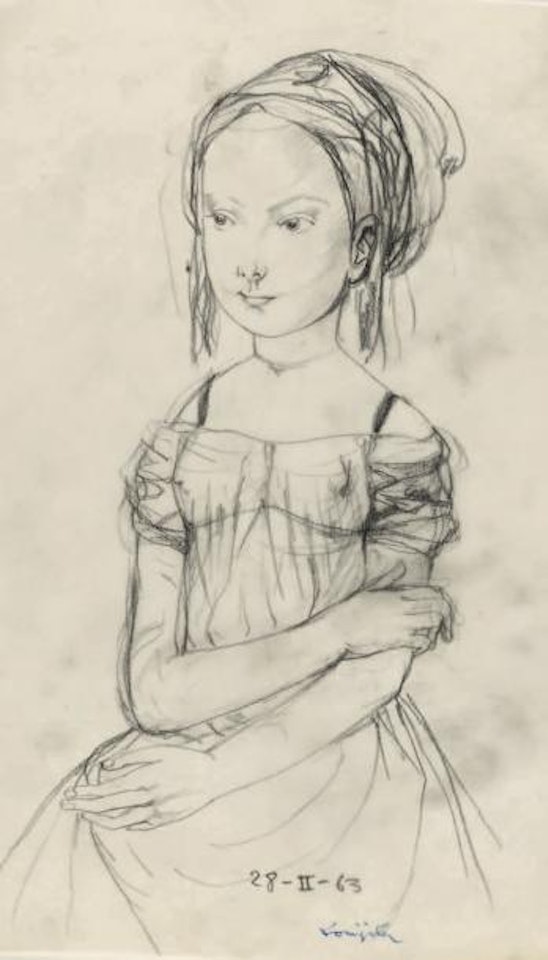 Jeune fille à la robe by Leonard Tsuguharu Foujita