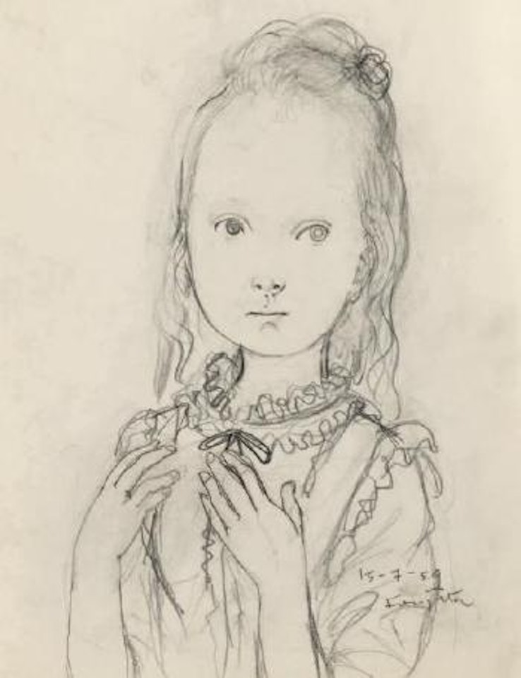 Jeune fille à la jolie robe by Leonard Tsuguharu Foujita