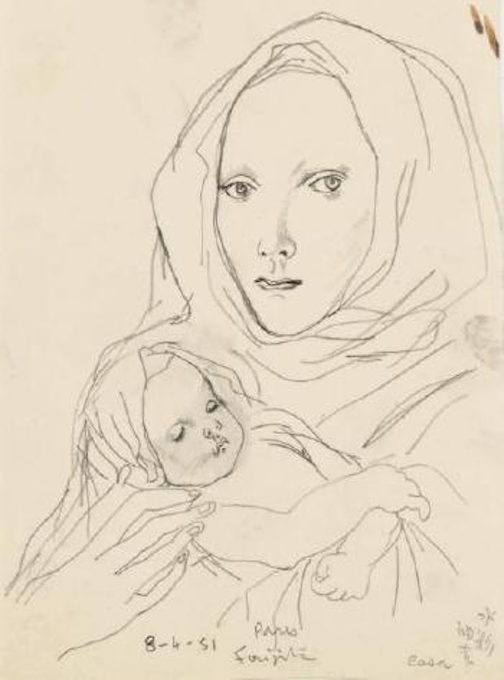 Enfant endormi dans les bras de sa mère by Leonard Tsuguharu Foujita