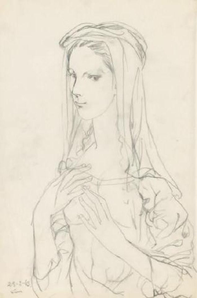 Jeune femme au voile prenant la pose by Leonard Tsuguharu Foujita
