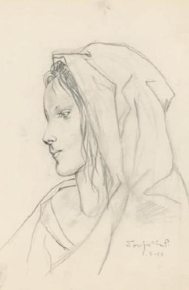 Jeune femme au voile by Leonard Tsuguharu Foujita