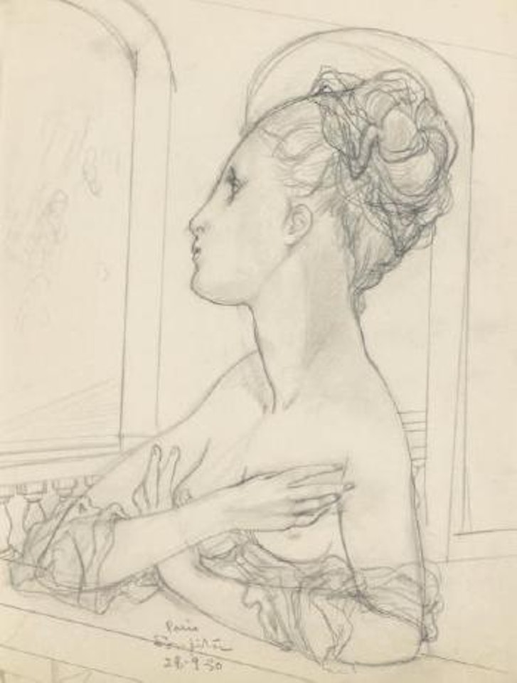Elegante au balcon by Leonard Tsuguharu Foujita