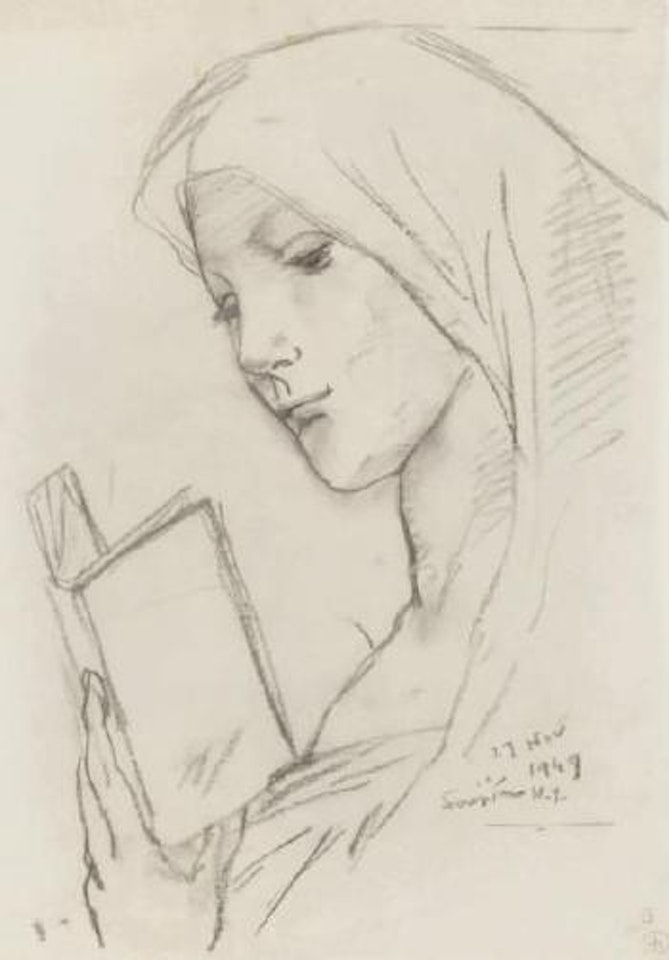 Jeune femme voilée lisant by Leonard Tsuguharu Foujita