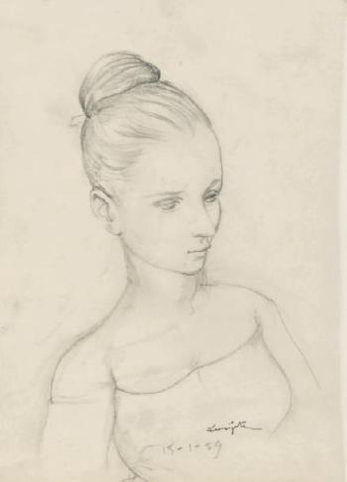 Jeune femme au chignon by Leonard Tsuguharu Foujita