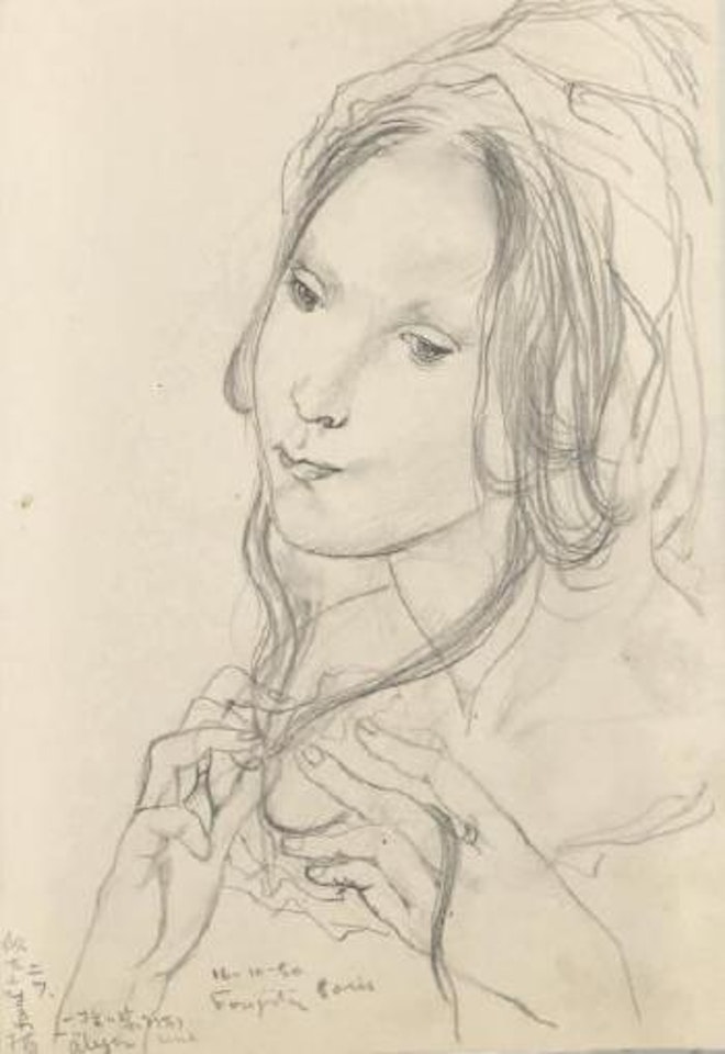 Femme se tortillant les cheveux by Leonard Tsuguharu Foujita