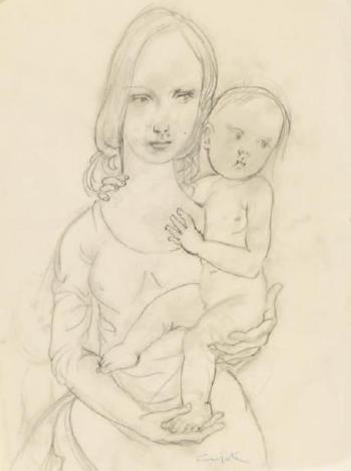 Jeune mère portant son enfant by Leonard Tsuguharu Foujita