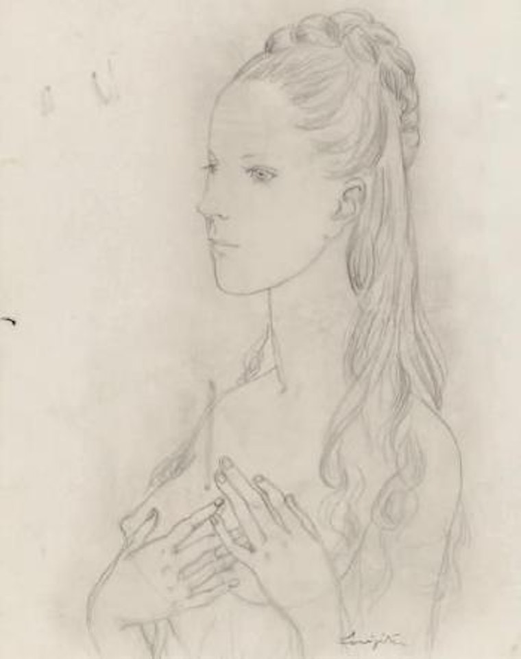 Eve posant sa main sur son sein by Leonard Tsuguharu Foujita