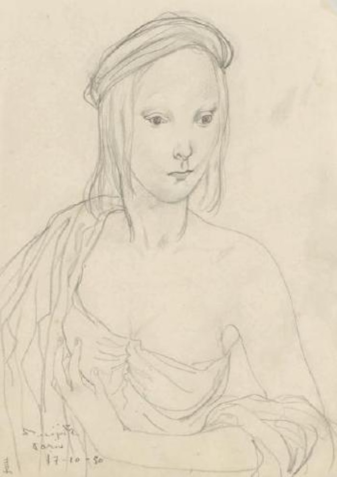 Jeune femme à l'épaule dénudée by Leonard Tsuguharu Foujita