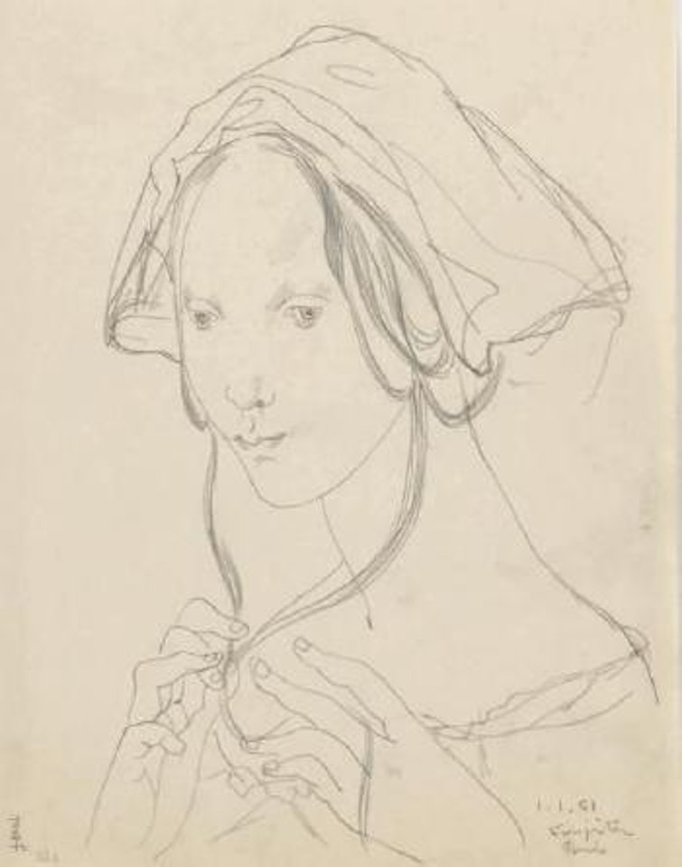 Femme attachant sa coiffe by Leonard Tsuguharu Foujita