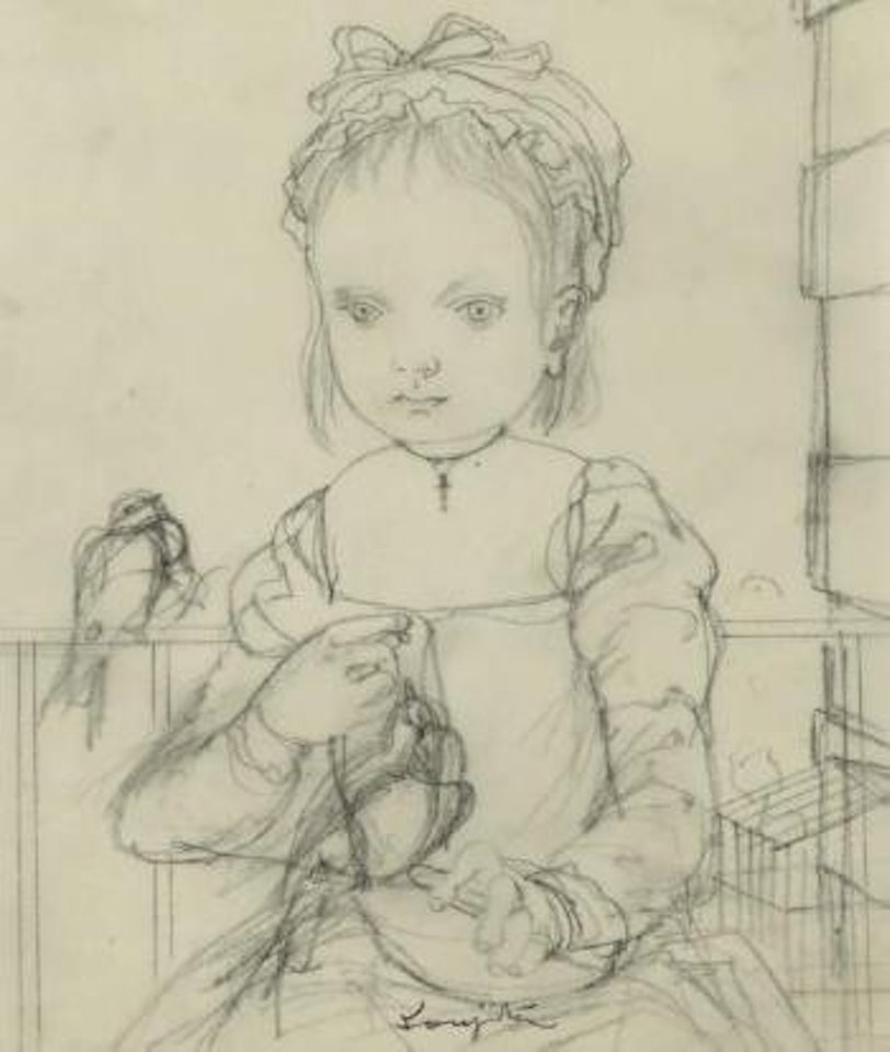 La fillette aux oiseaux by Leonard Tsuguharu Foujita