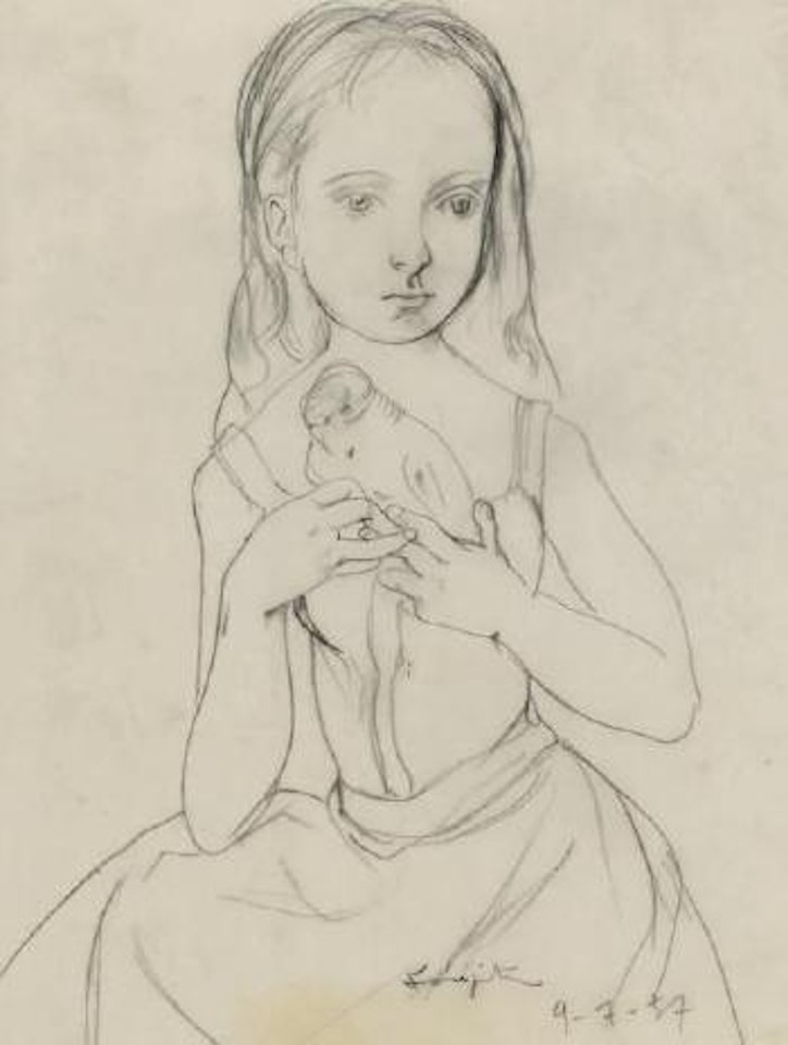 Jeune fille à la perruche by Leonard Tsuguharu Foujita