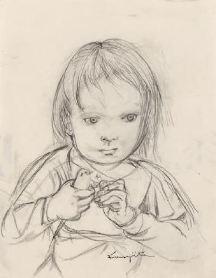 Petit garçon et son petit oiseau by Leonard Tsuguharu Foujita
