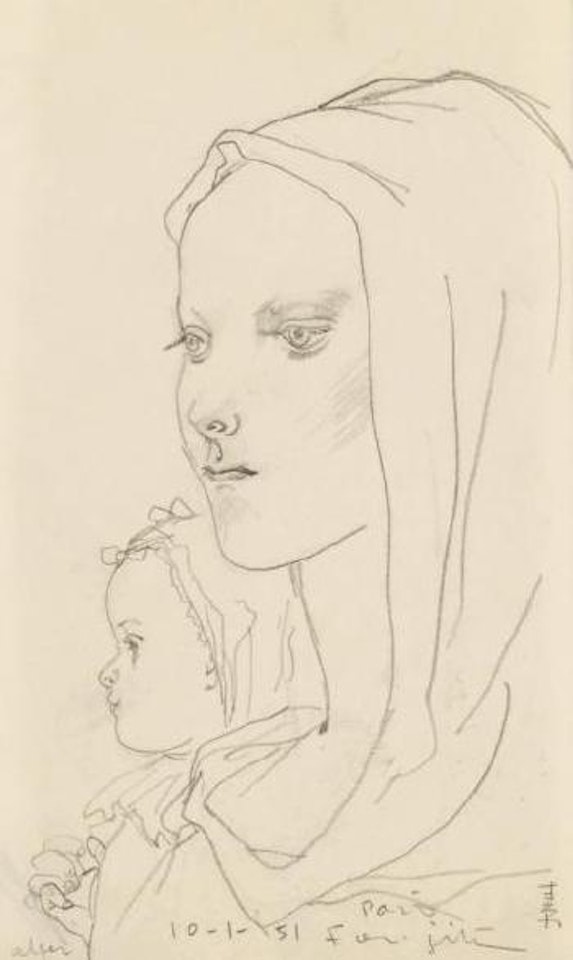 Mère au voile et son petit enfant by Leonard Tsuguharu Foujita