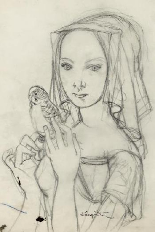 Jeune femme au perroquet by Leonard Tsuguharu Foujita