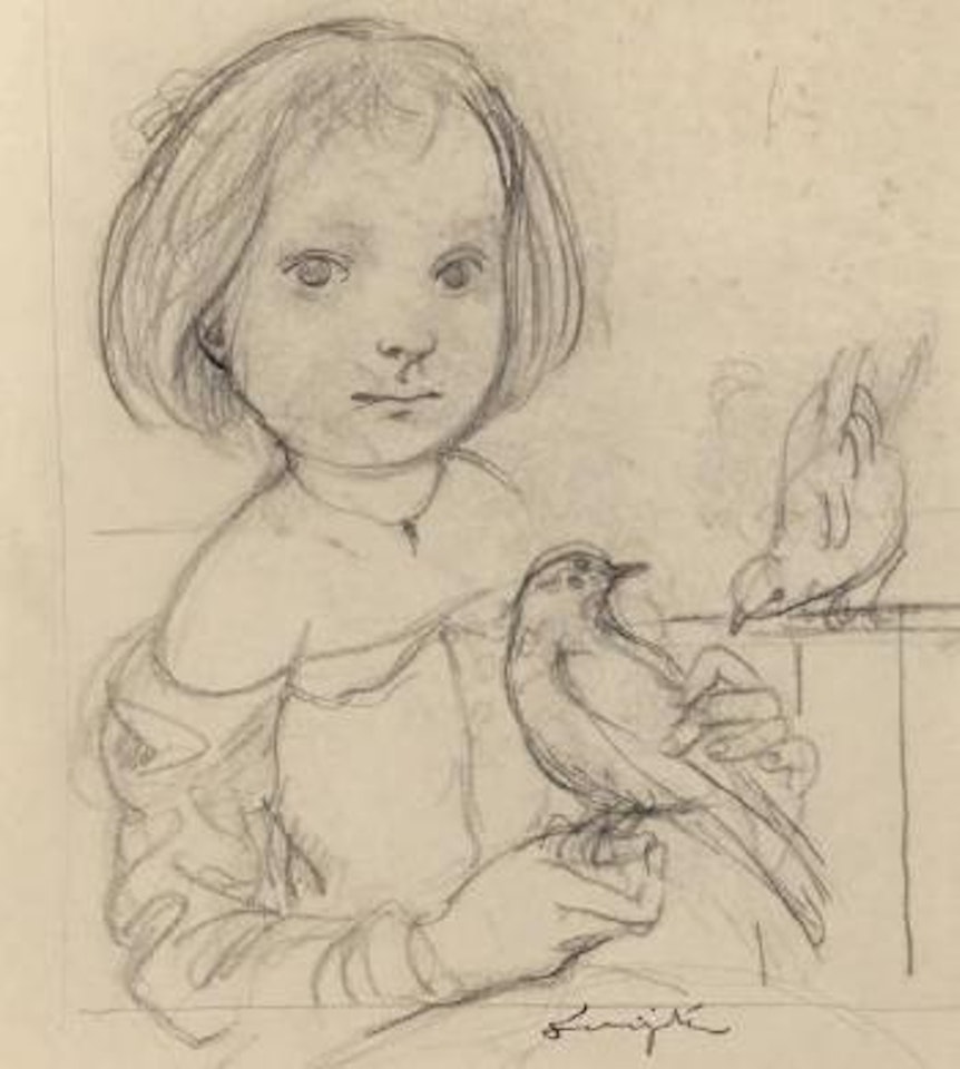 Petit enfant aux oiseaux by Leonard Tsuguharu Foujita