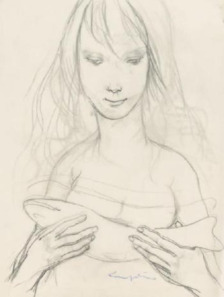 Jeune fille et le poisson by Leonard Tsuguharu Foujita