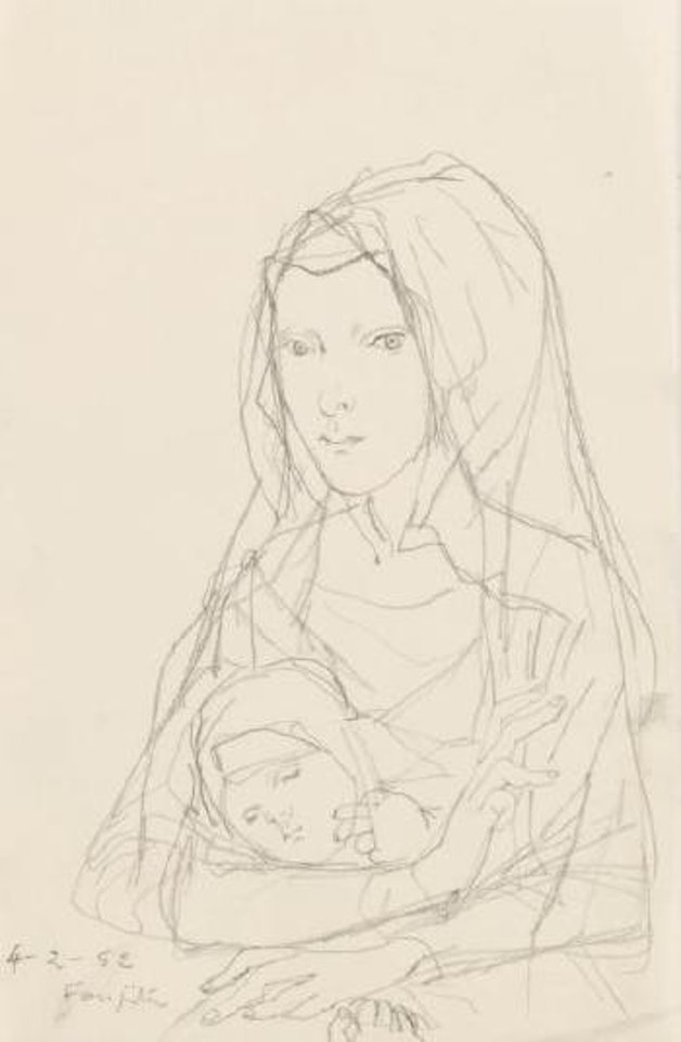 Enfant endormi sur les genoux de sa mère by Leonard Tsuguharu Foujita