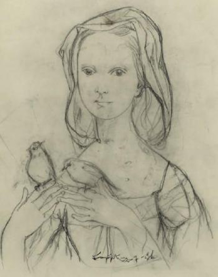 Femme au voile aux oiseaux by Leonard Tsuguharu Foujita
