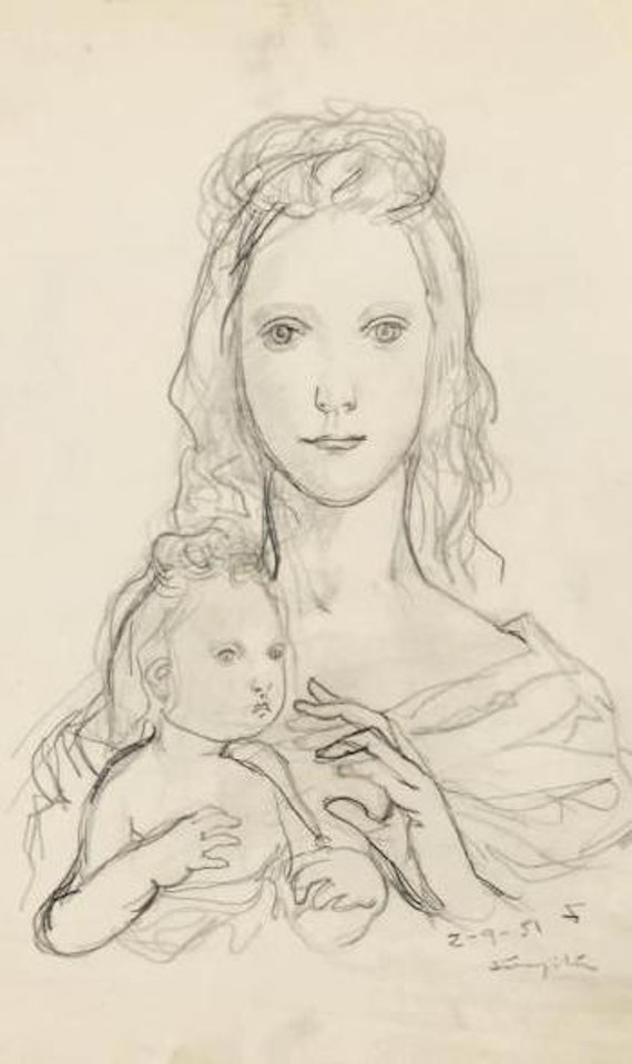 Mère et sa petite fille by Leonard Tsuguharu Foujita