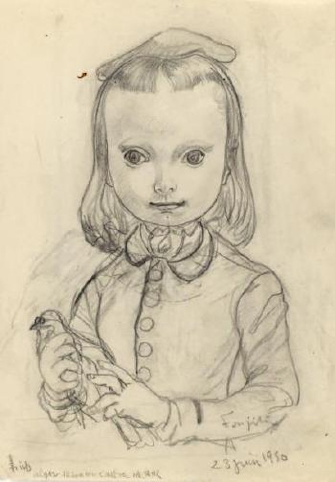 Jeune elève à l'oiseau by Leonard Tsuguharu Foujita