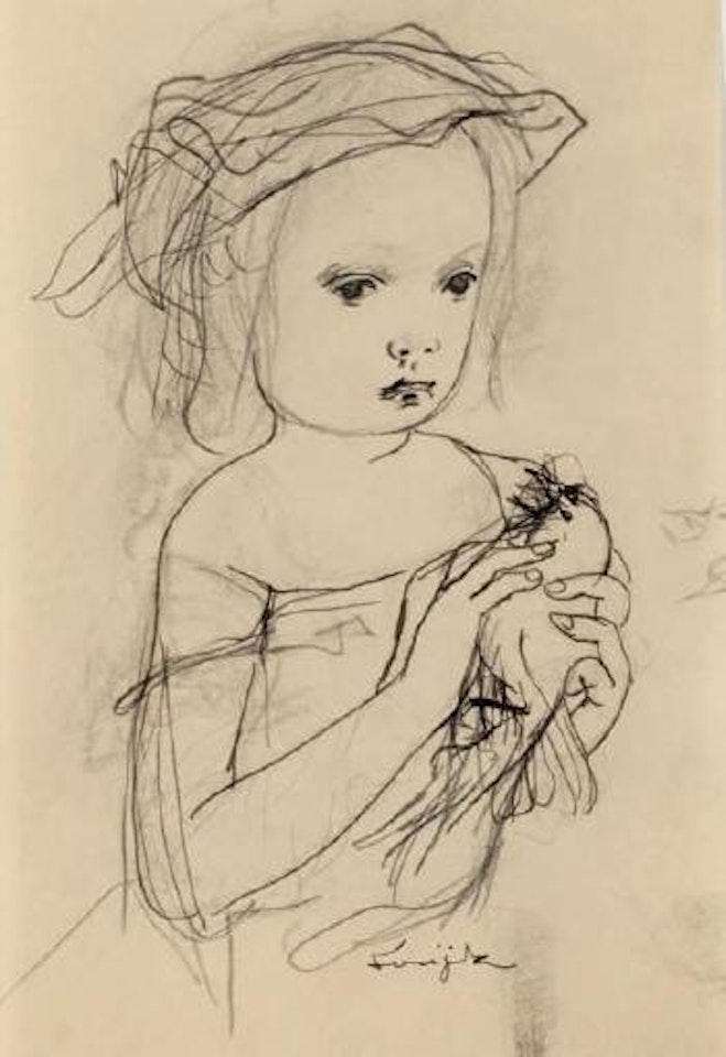 Fillette et son oiseau by Leonard Tsuguharu Foujita