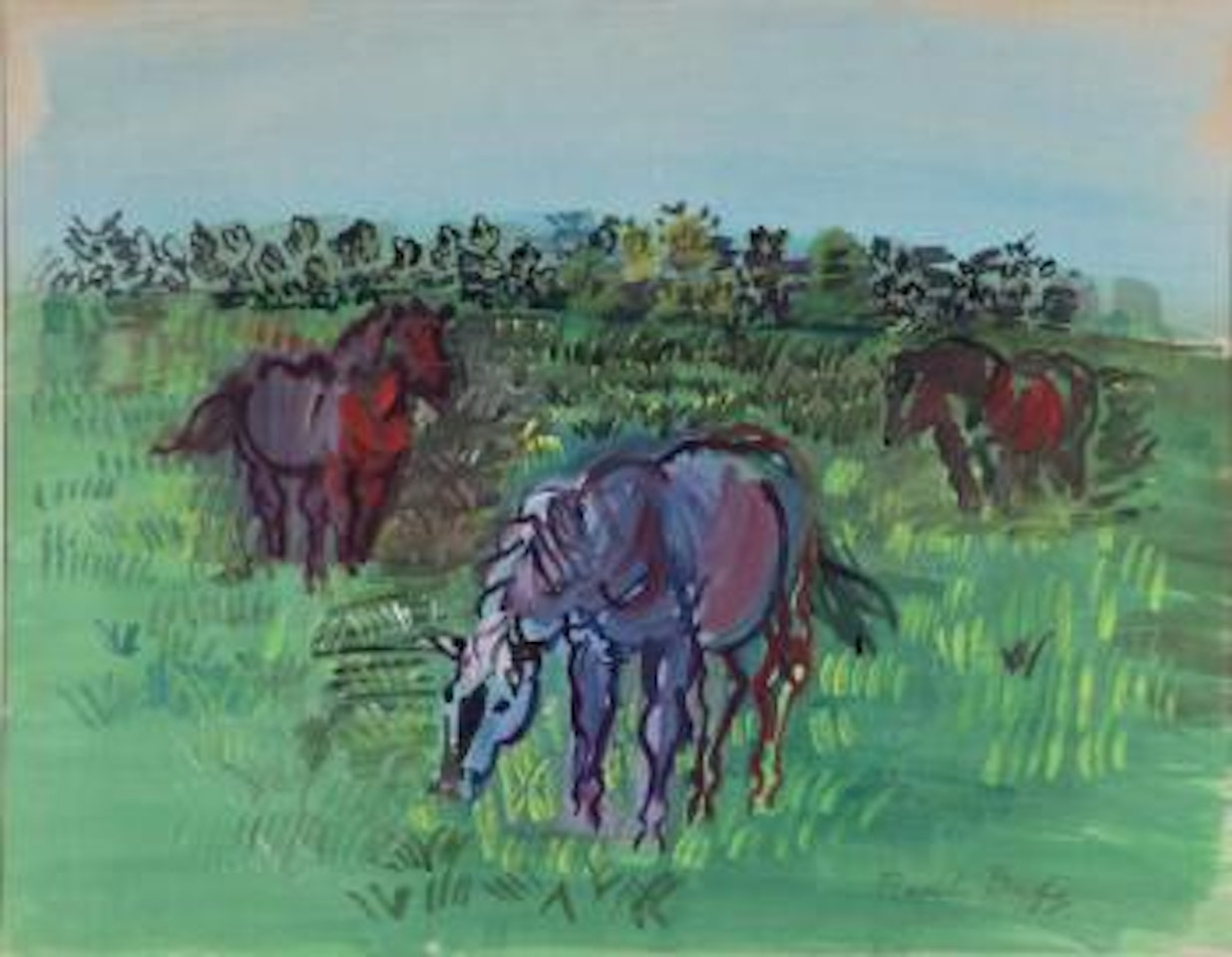 Chevaux dans un pâturage by Raoul Dufy