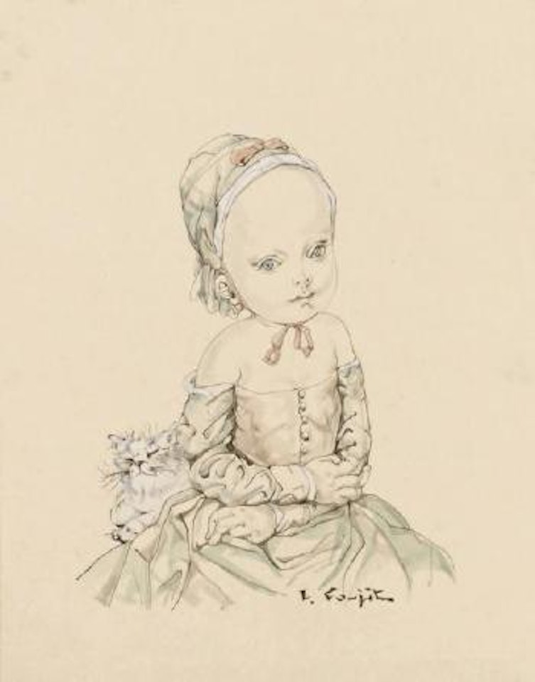 Fillette au chat by Leonard Tsuguharu Foujita
