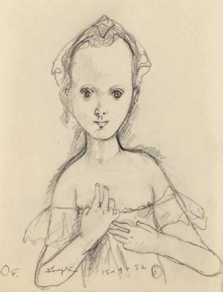 Jeune fille se désignant by Leonard Tsuguharu Foujita