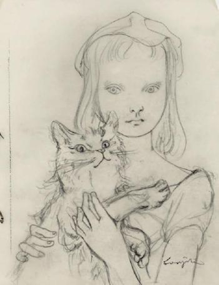 Fillette au chat by Leonard Tsuguharu Foujita