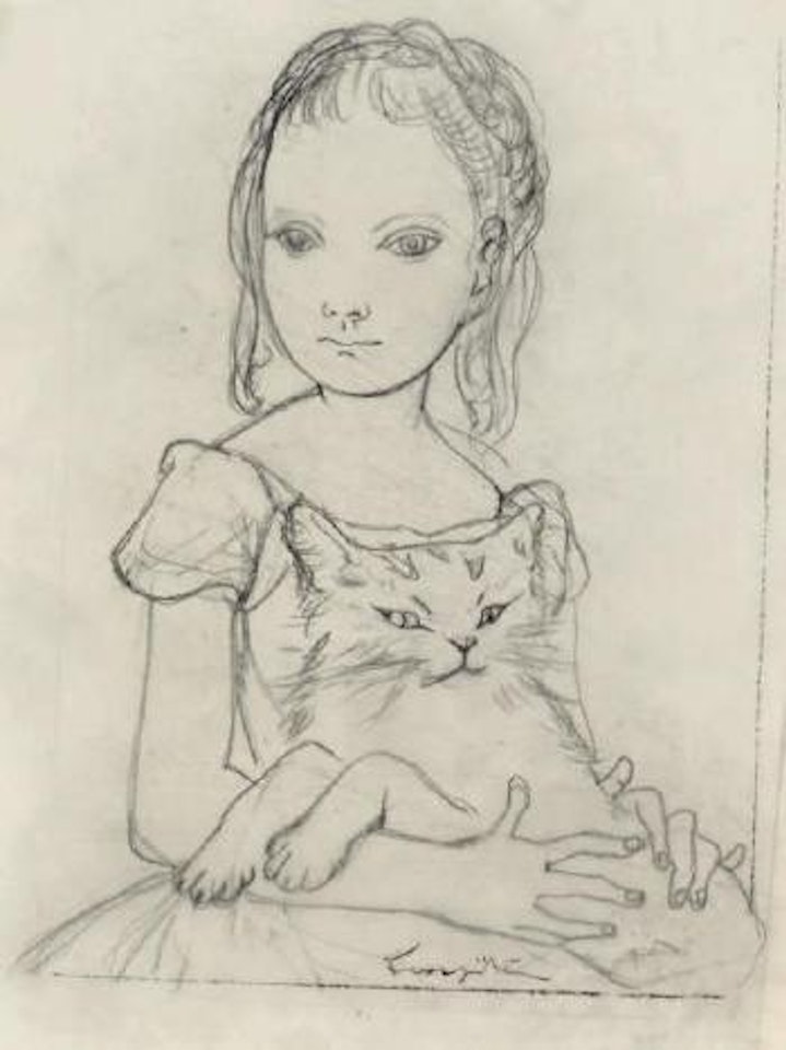 Fillette au chat by Leonard Tsuguharu Foujita