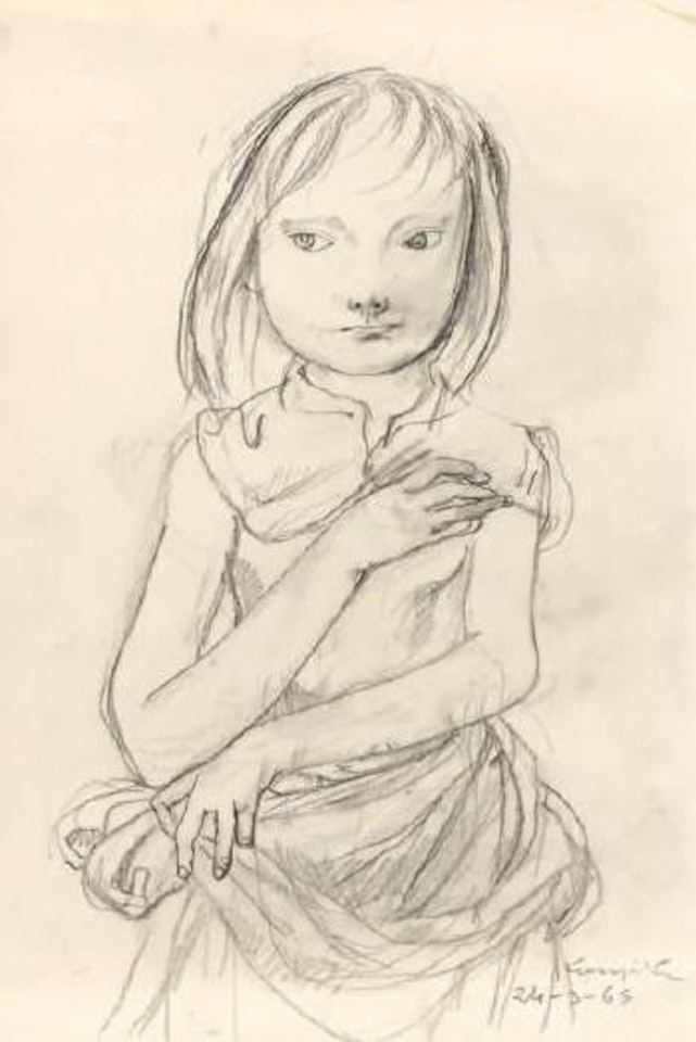 Jeune fille à la robe by Leonard Tsuguharu Foujita