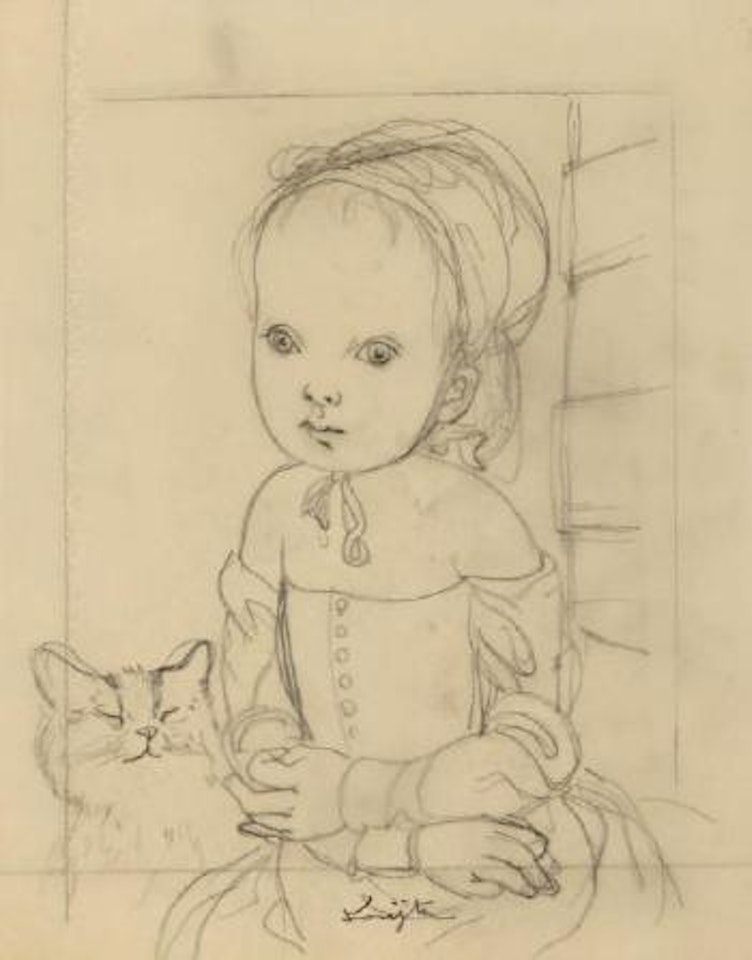 Fillette au chat by Leonard Tsuguharu Foujita