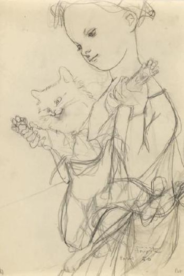 Jeune fille portant un chat costume by Leonard Tsuguharu Foujita