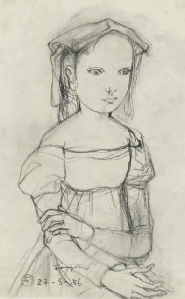 Petite fille au fichu assise by Leonard Tsuguharu Foujita