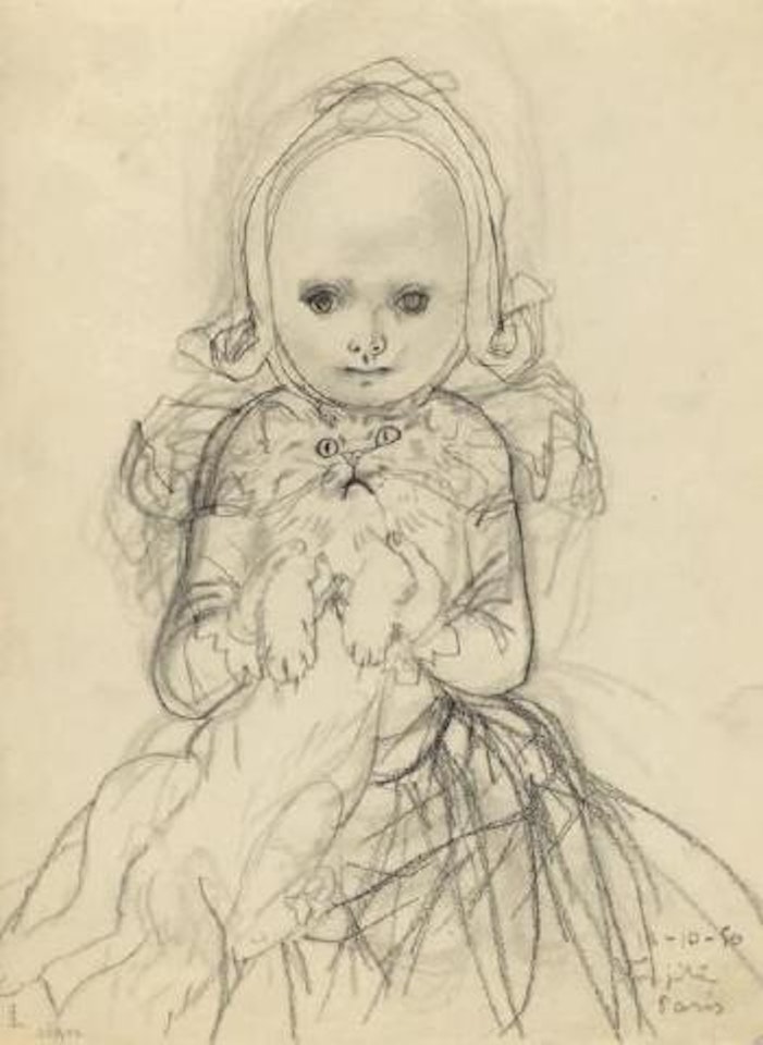 Fillette au chat by Leonard Tsuguharu Foujita