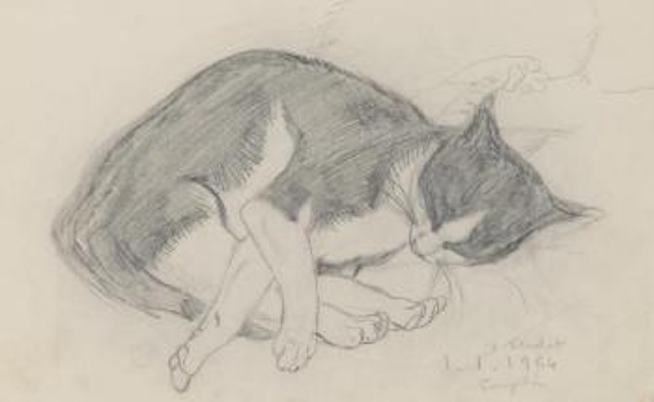 Chat endormi by Leonard Tsuguharu Foujita