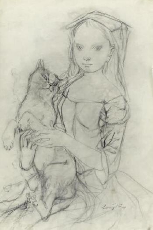 Fillette portant son chat by Leonard Tsuguharu Foujita