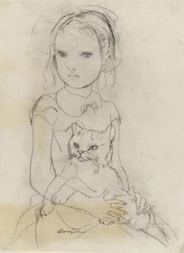 Fillette au chat by Leonard Tsuguharu Foujita