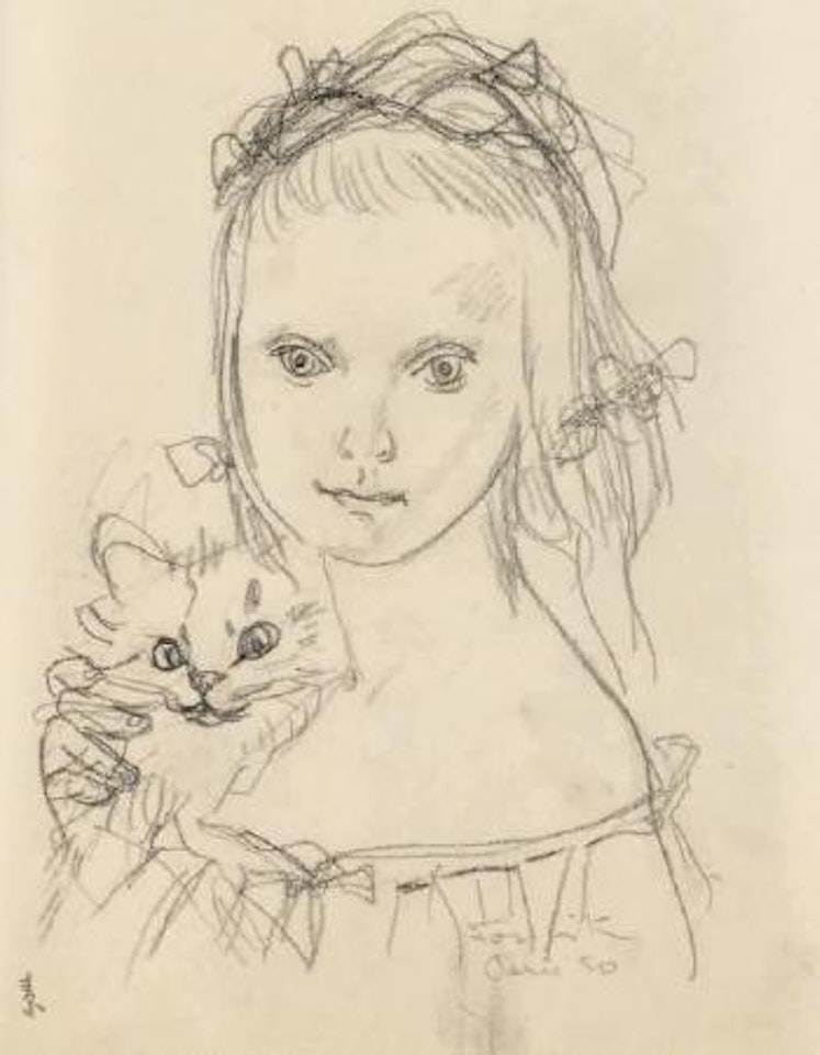 Fillette au chat by Leonard Tsuguharu Foujita