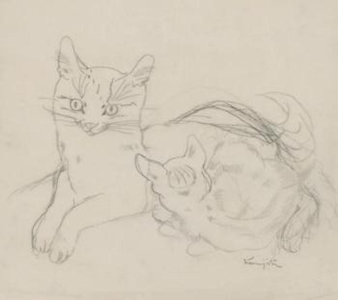 Chatte et son petit by Leonard Tsuguharu Foujita