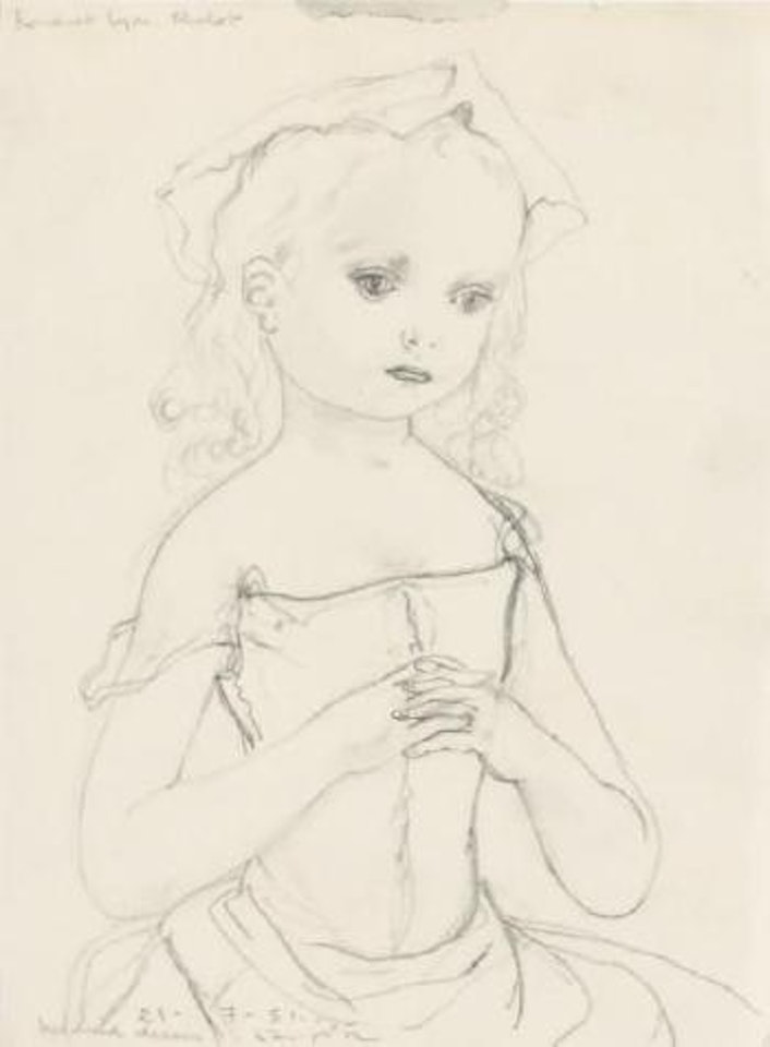 Jeune fille songeuse by Leonard Tsuguharu Foujita